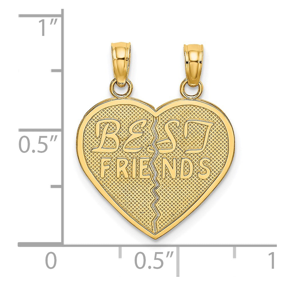 14k Yellow Gold BEST FRIENDS Break-a-part Heart Charm