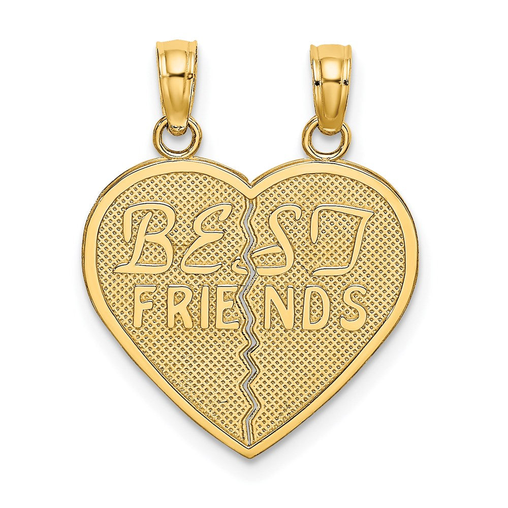 14k Yellow Gold BEST FRIENDS Break-a-part Heart Charm