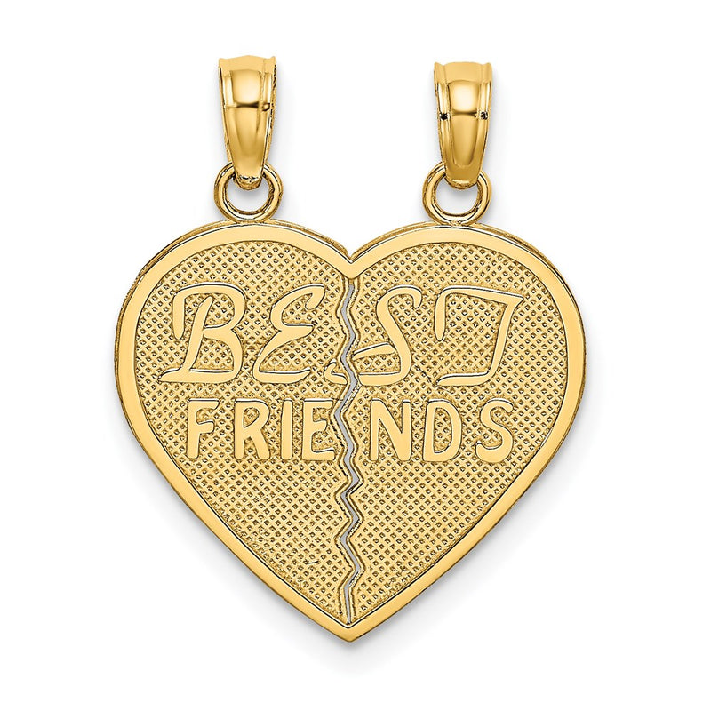 14k Yellow Gold BEST FRIENDS Break-a-part Heart Charm