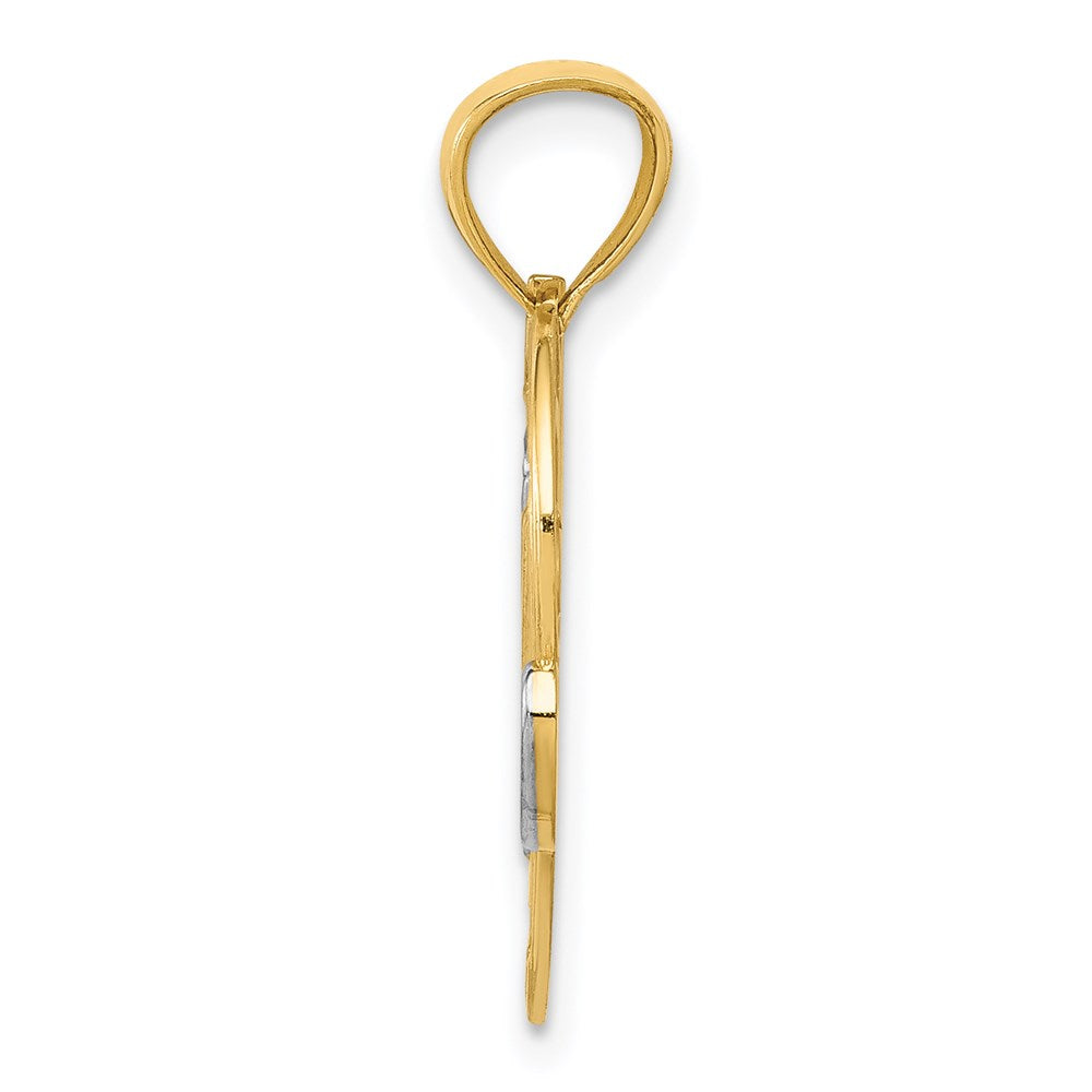 14k Yellow & Rhodium Gold and Rhodium #1 MOM Heart Pendant