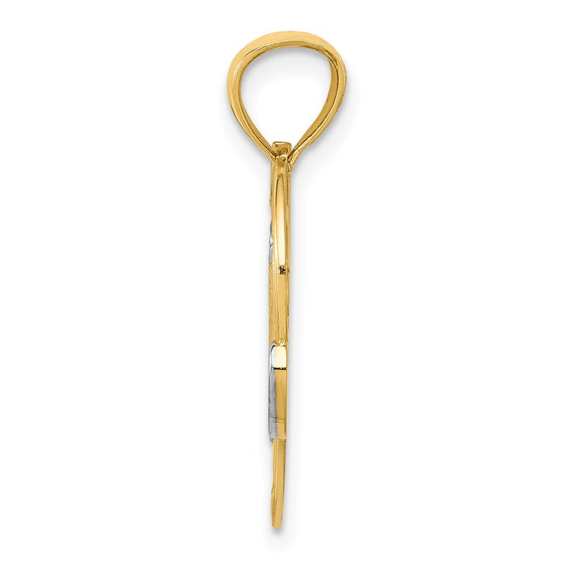 14k Yellow & Rhodium Gold and Rhodium #1 MOM Heart Pendant