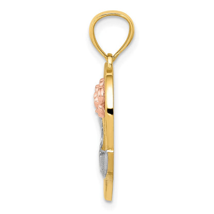 14k Two-tone Gold w/White Rhodium GRANDMA Heart Pendant