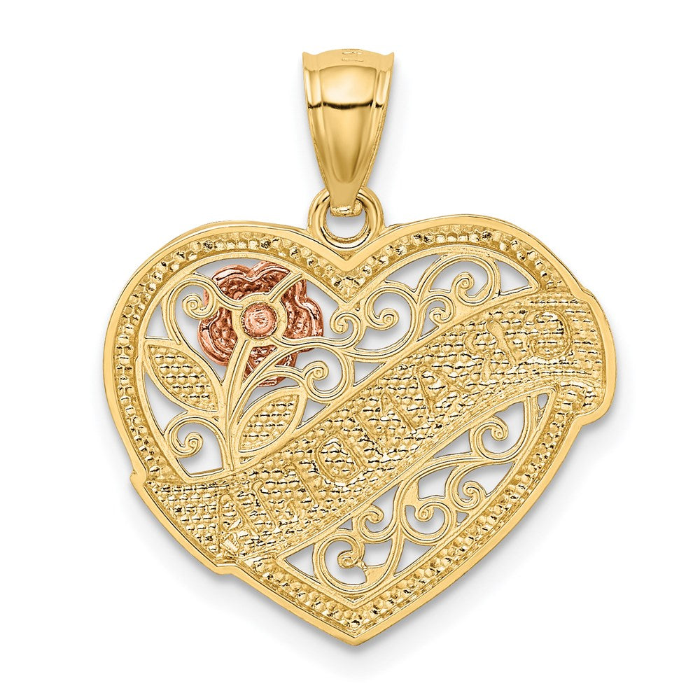 14k Two-tone Gold w/White Rhodium GRANDMA Heart Pendant