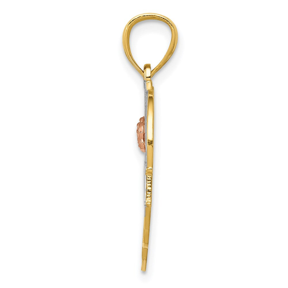 14k Two-tone Gold w/White Rhodium #1 GRANDMA Heart Pendant