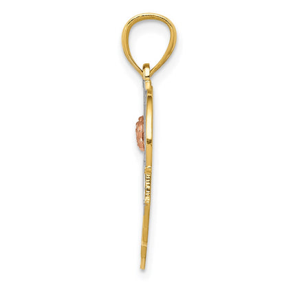 14k Two-tone Gold w/White Rhodium #1 GRANDMA Heart Pendant