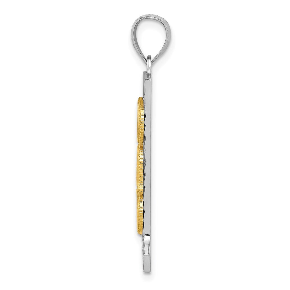 14k Two-tone Gold #1 DAD Diamond-cut Pendant