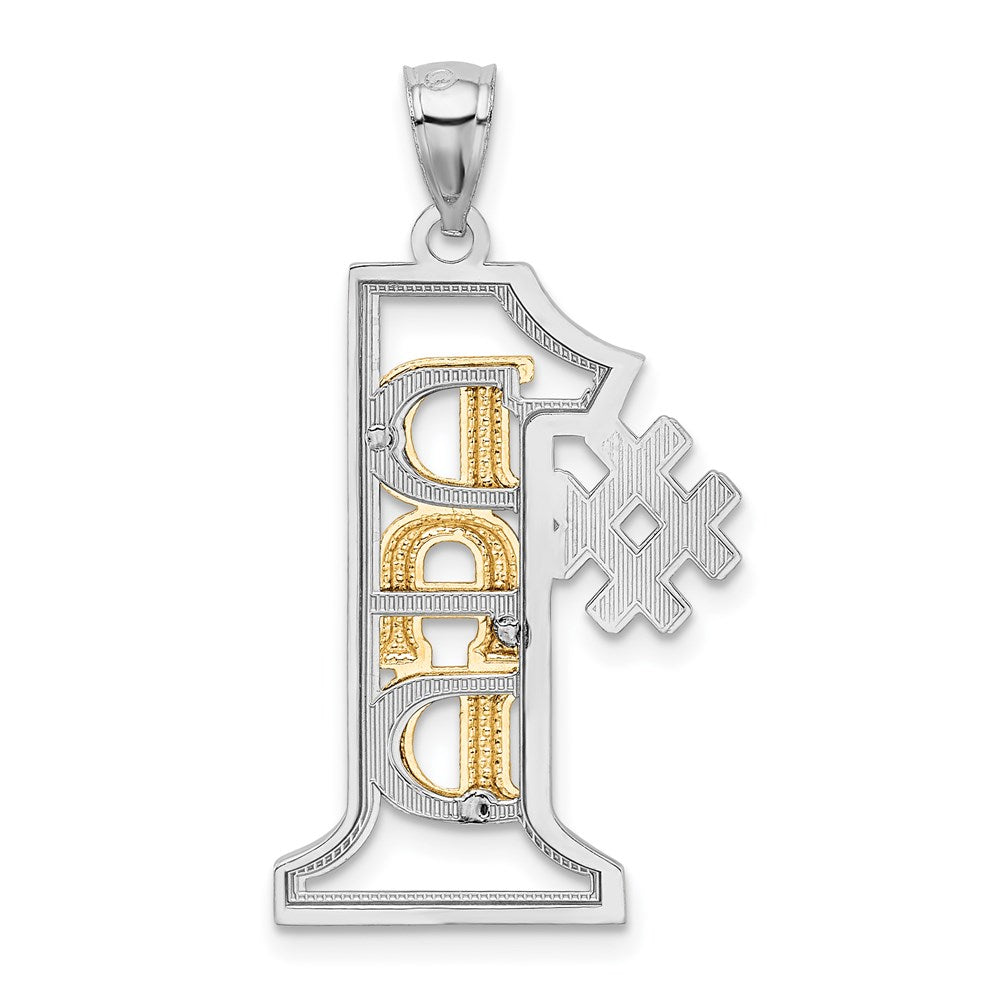 14k Two-tone Gold #1 DAD Diamond-cut Pendant