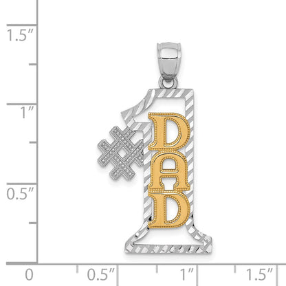 14k Two-tone Gold #1 DAD Diamond-cut Pendant