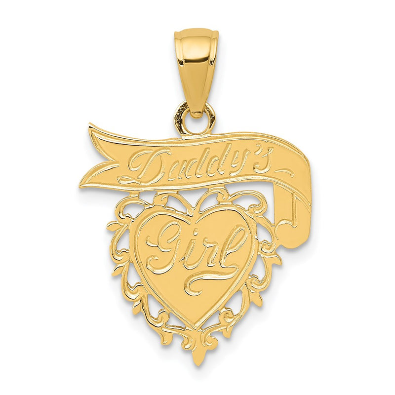 14k Yellow Gold DADDYS GIRL Heart Pendant