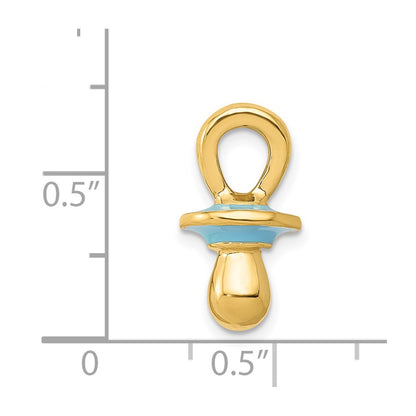 14k Yellow Gold Blue Enameled 3D Pacifier Pendant