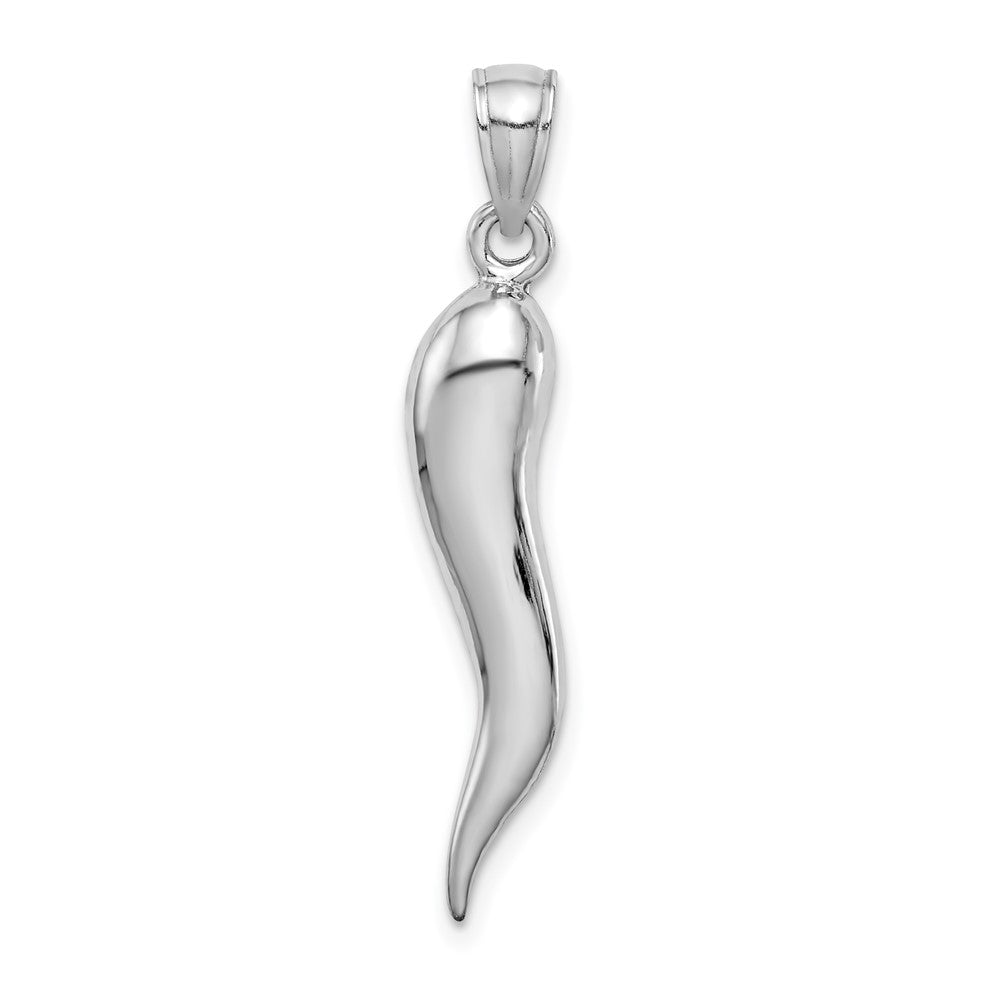 14k White Gold WG Italian Horn Pendant