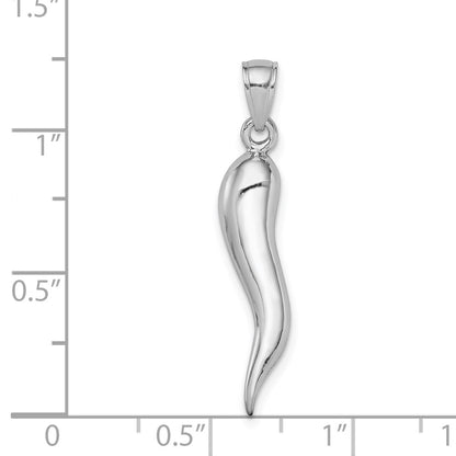 14k White Gold WG Italian Horn Pendant