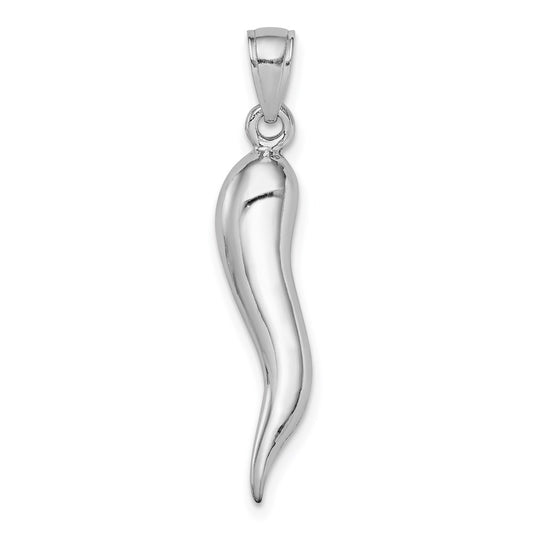 14k White Gold WG Italian Horn Pendant