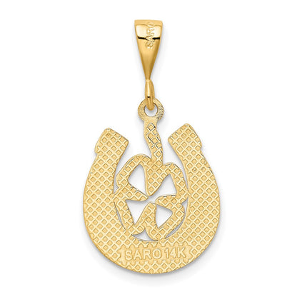 14k Yellow Gold Good Luck Clover Pendant