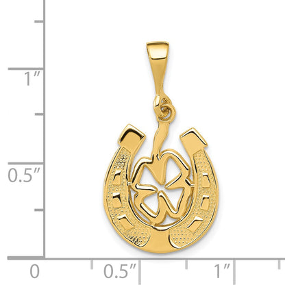 14k Yellow Gold Good Luck Clover Pendant
