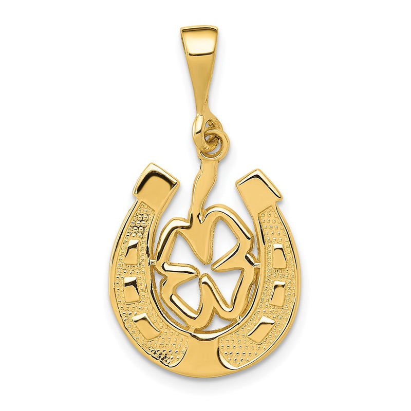 14k Yellow Gold Good Luck Clover Pendant
