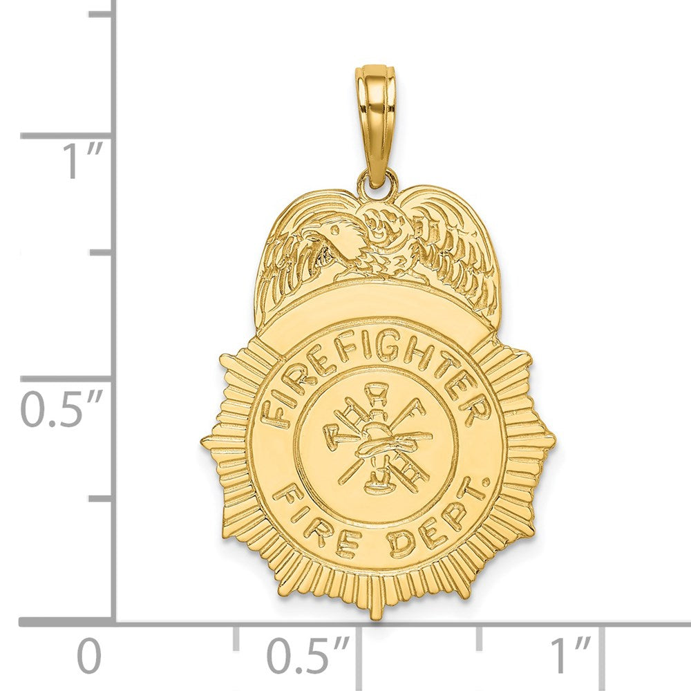 14k Yellow Gold FIREFIGHTER FIRE DEPT. Badge Charm