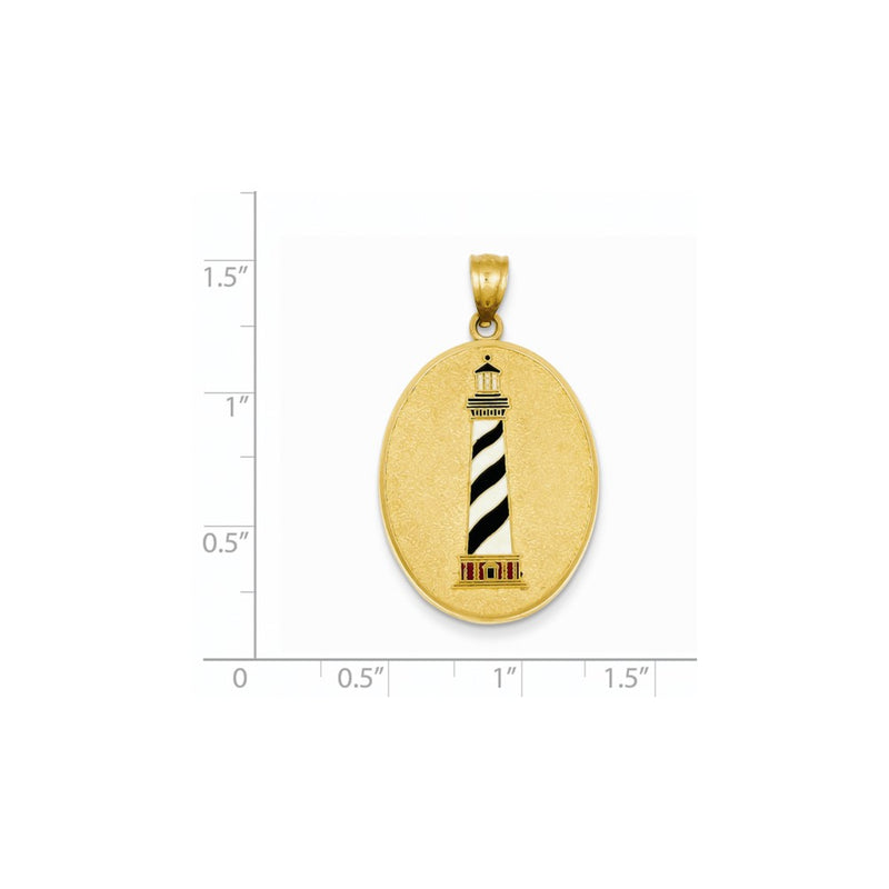 14k Yellow Goldy Enameled Lighthouse w/Verse John 8:12 on back of Pendant