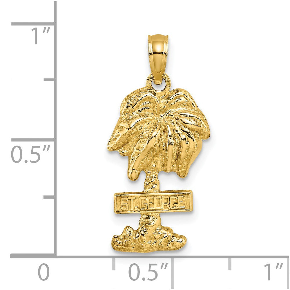 14k Yellow Gold ST. GEORGE Palm Tree Charm