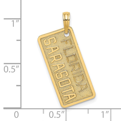 14k Yellow Gold FLORIDA SARASOTA License Plate Charm