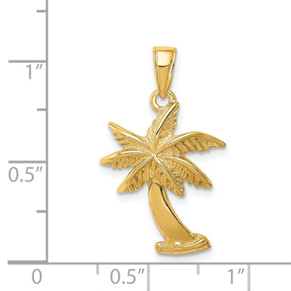 14k Yellow Gold Palm Tree Pendant