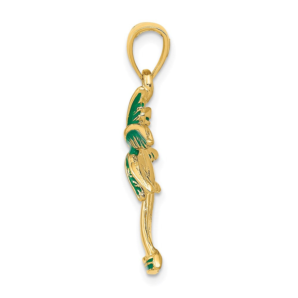 14k Yellow Gold Enameled Palm Tree Pendant
