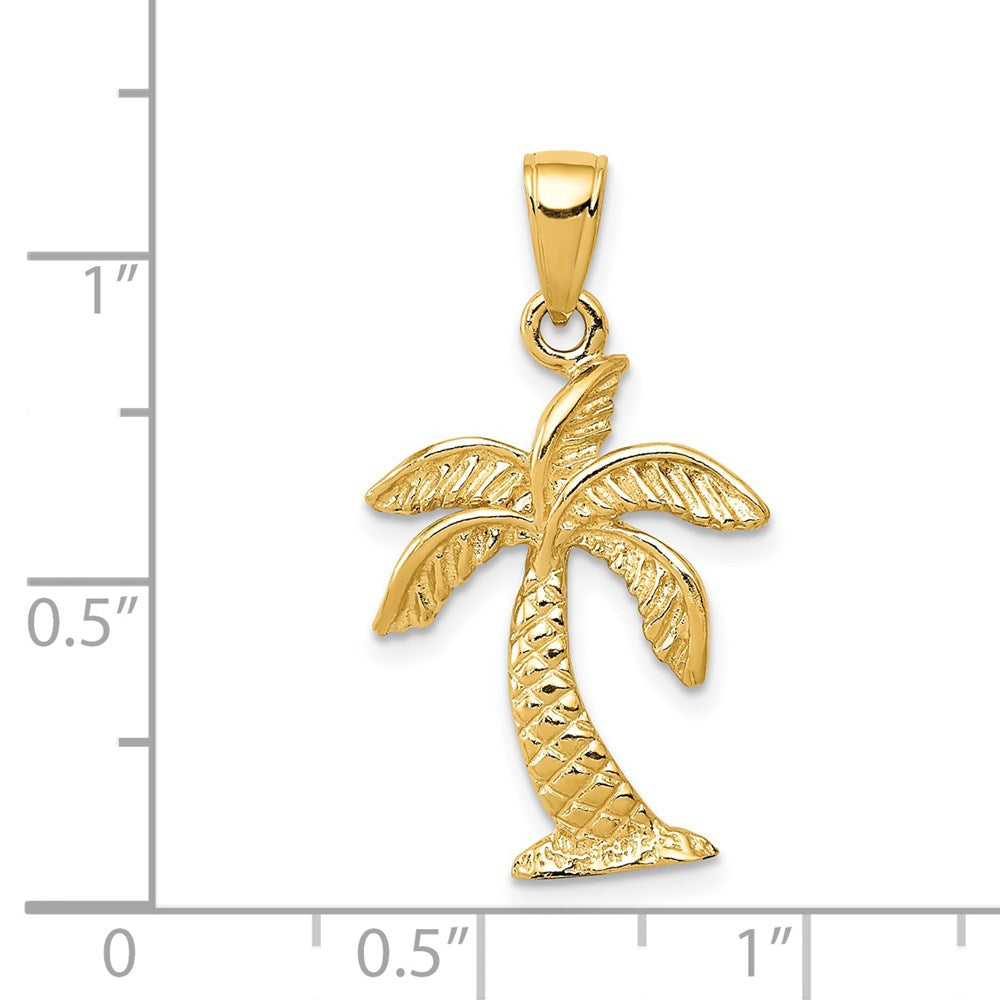 14k Yellow Gold Palm Tree Pendant