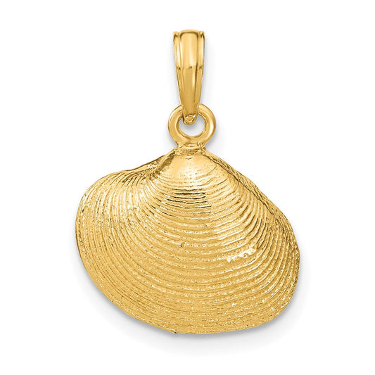 14k Yellow Gold Medium Clam Shell Pendant