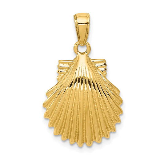 14k Yellow Gold Scallop Shell Pendant
