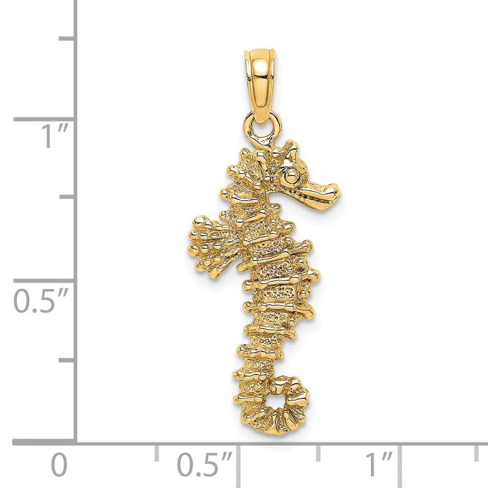 14k Yellow Gold 3D Seahorse Pendant