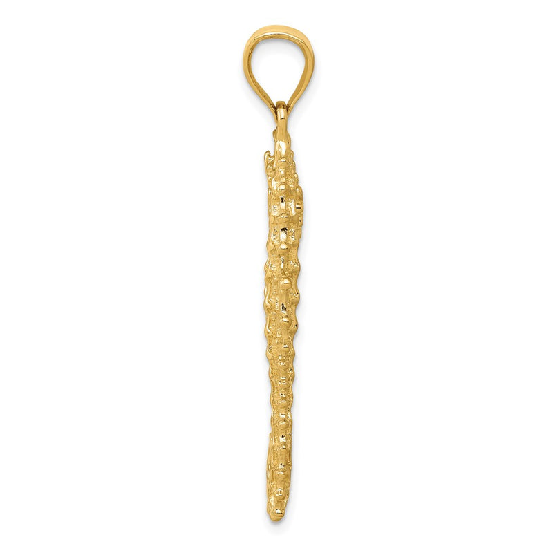 14k Yellow Gold 3D Seahorse Pendant
