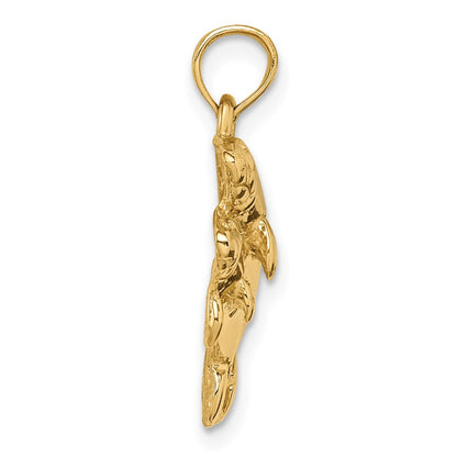 14k Yellow Gold Polished Double Manatee Pendant