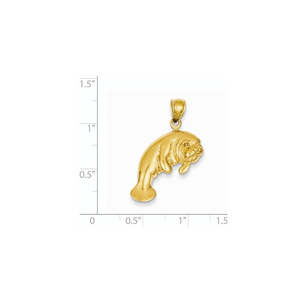 14k Yellow Gold Manatee Pendant