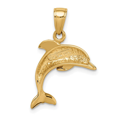14k Yellow Gold Jumping Dolphin Pendant