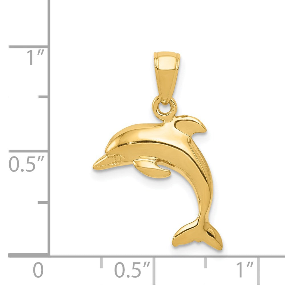 14k Yellow Gold Jumping Dolphin Pendant