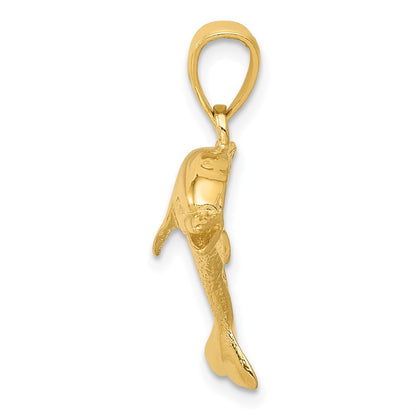 14k Yellow Gold Jumping Dolphin Pendant