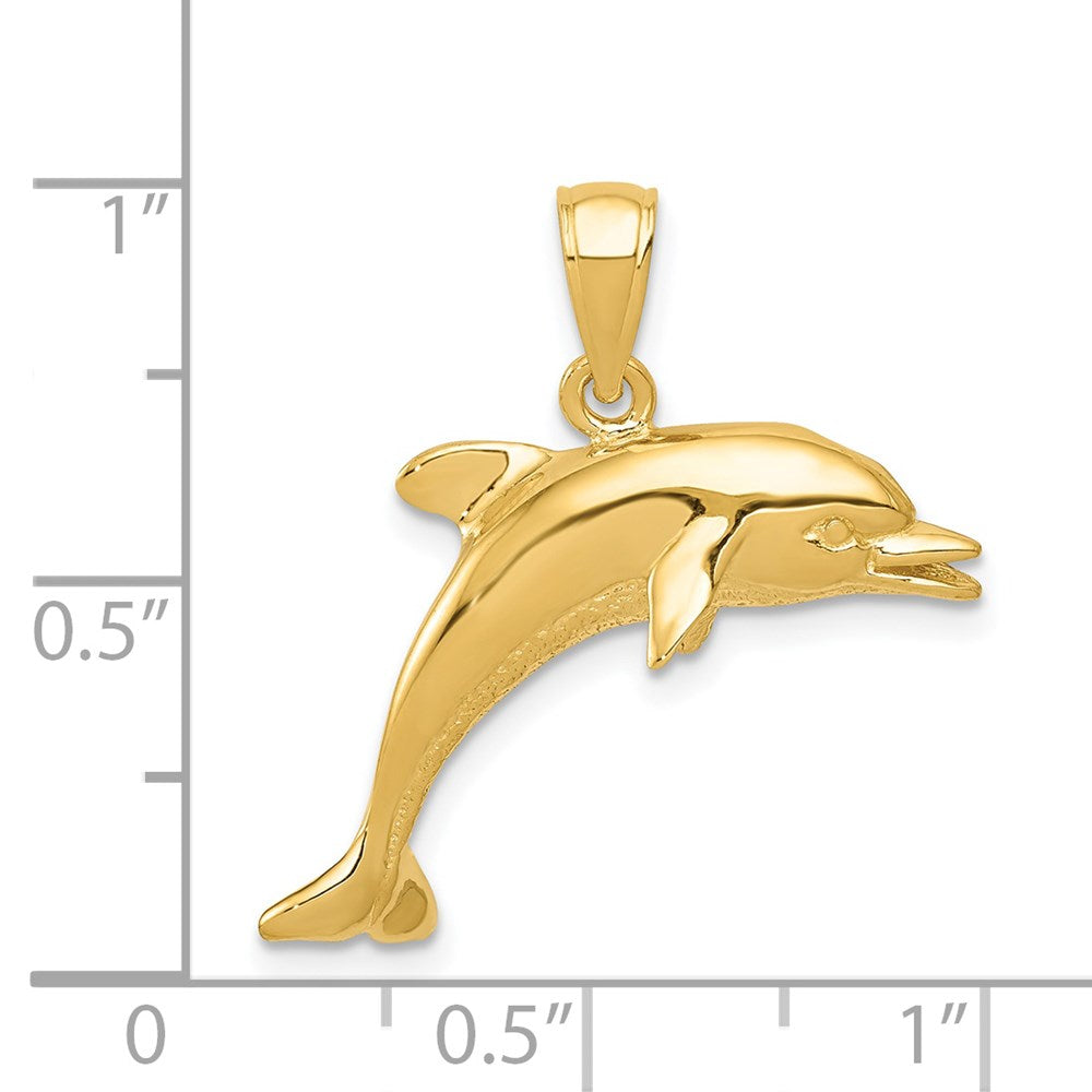 14k Yellow Gold Jumping Dolphin Pendant