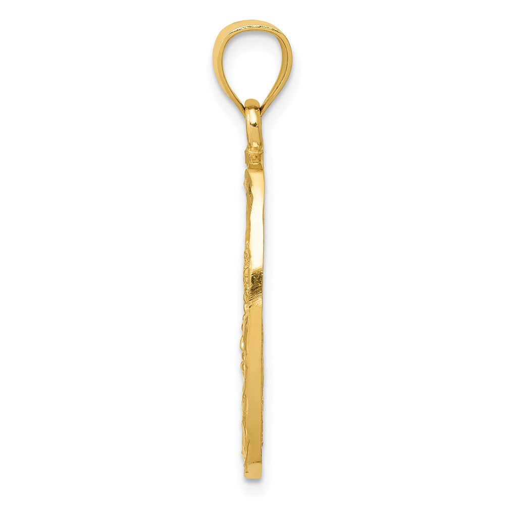 14k Yellow Gold Dolphin and Palm Tree Pendant