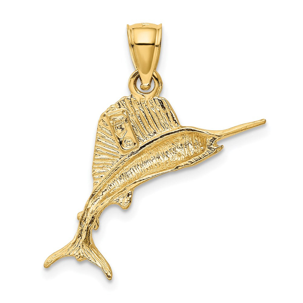 14k Yellow Gold Sailfish Pendant