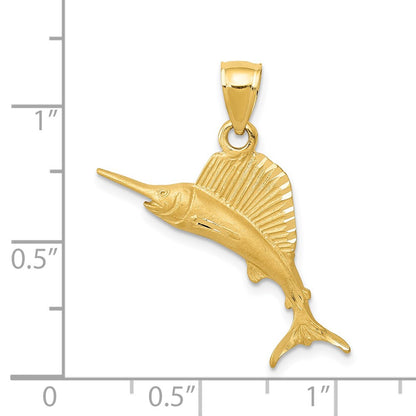 14k Yellow Gold Sailfish Pendant