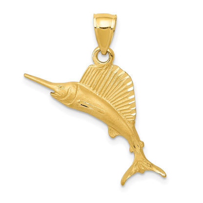 14k Yellow Gold Sailfish Pendant