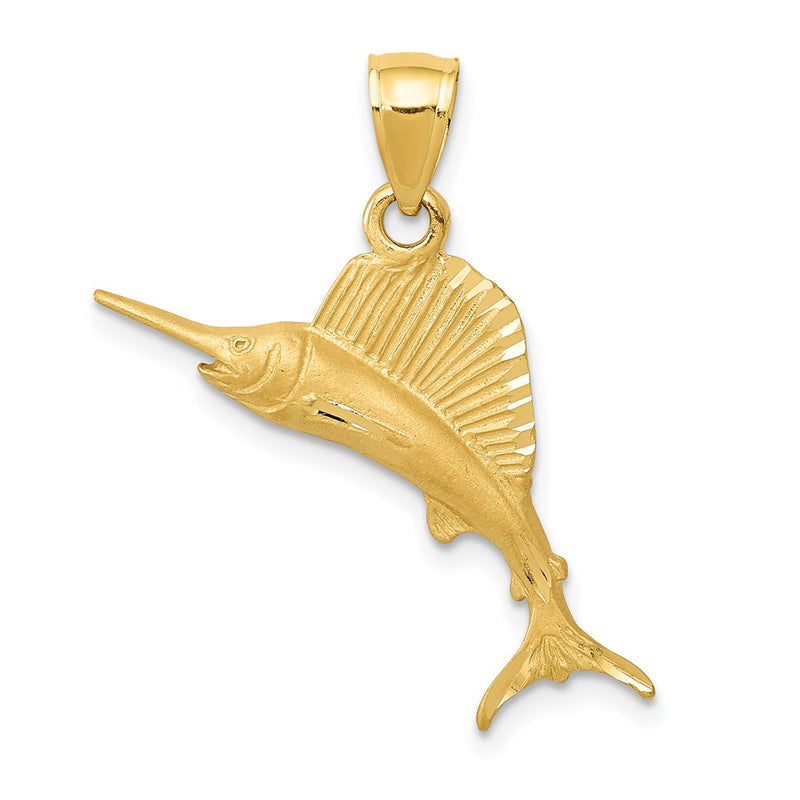 14k Yellow Gold Sailfish Pendant