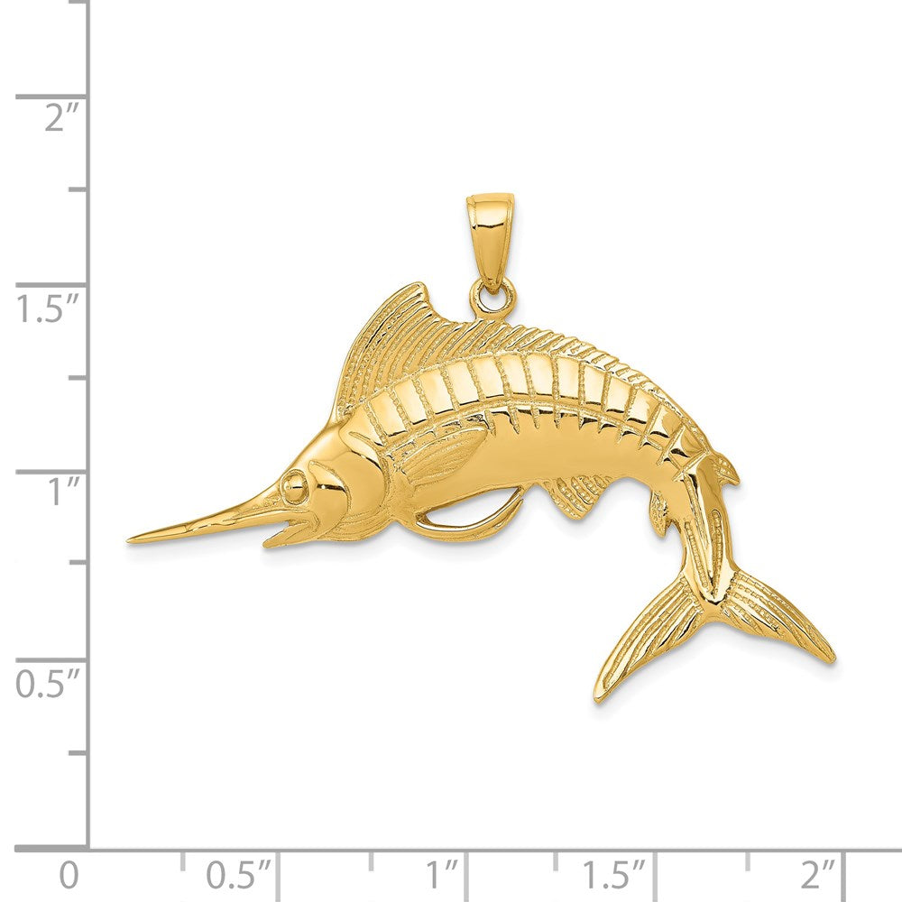 14k Yellow Gold Marlin Pendant