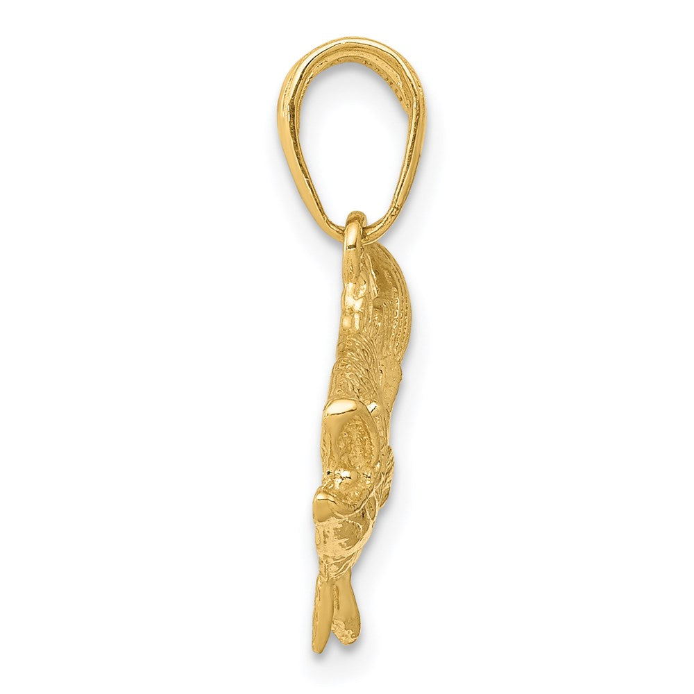 14k Yellow Gold Open Mouthed Bass Fish Pendant
