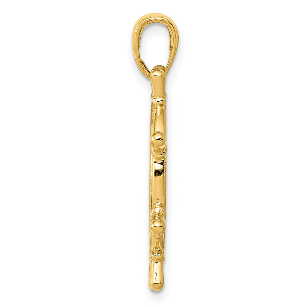 14k Yellow Gold  3D Ships Wheel Pendant