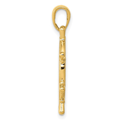 14k Yellow Gold  3D Ships Wheel Pendant