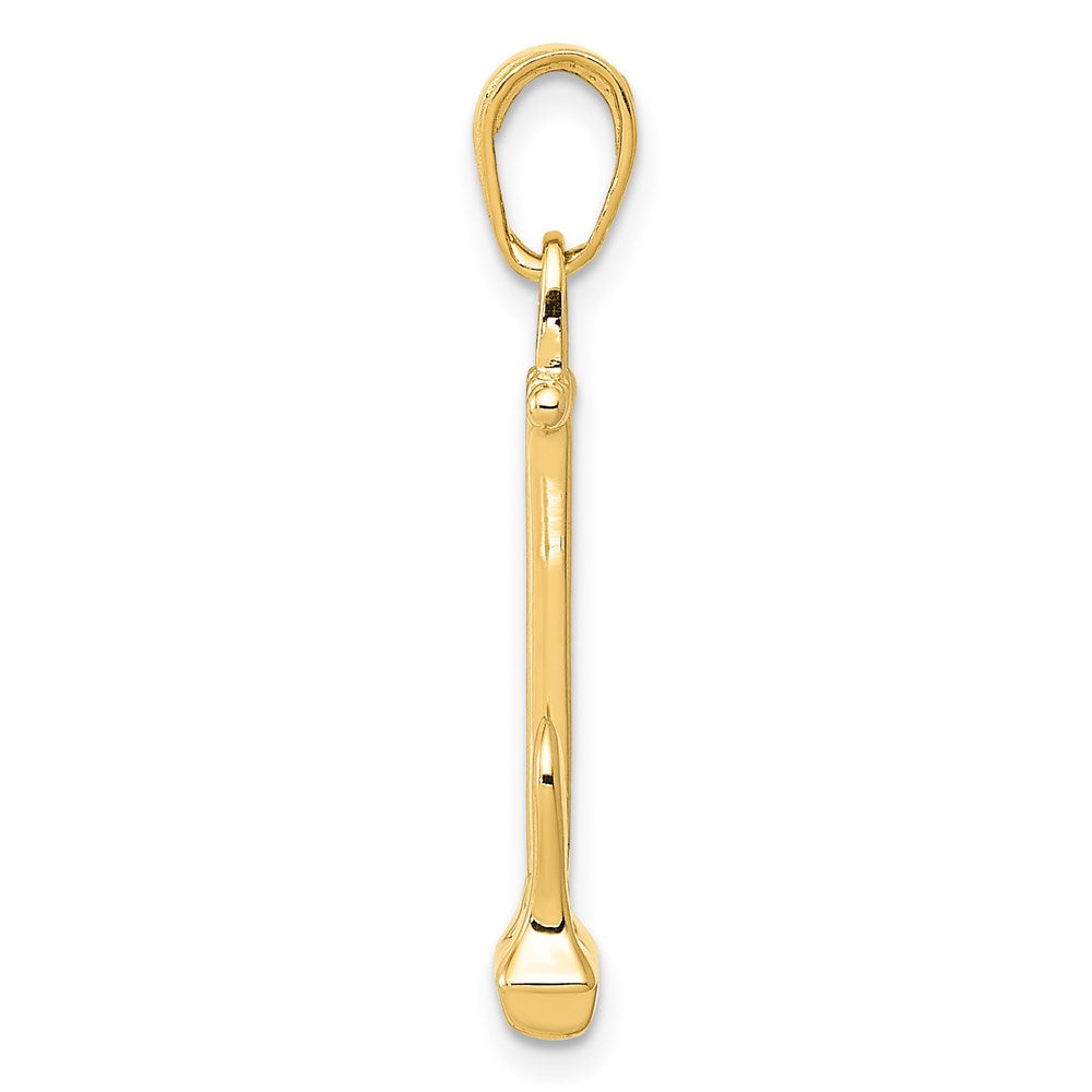 14k Yellow Gold  3D Navy Anchor Pendant