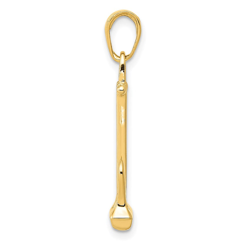 14k Yellow Gold  3D Navy Anchor Pendant