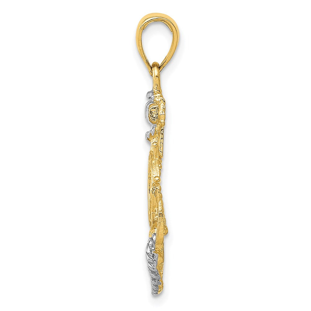 14k Yellow & Rhodium Gold w/ Rhodium Anchor w/Rope Pendant