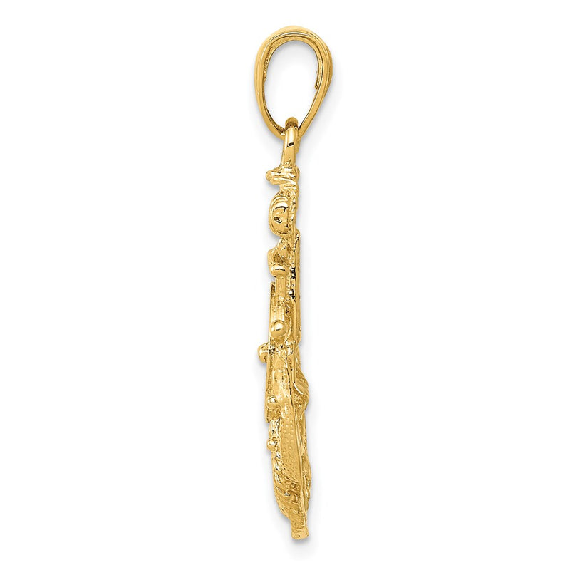 14k Yellow Gold Medium Anchor w/Wheel Pendant